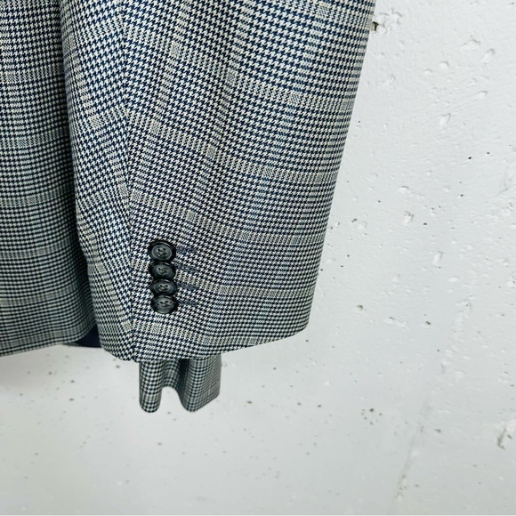 Corneliani Men's Size 56L Spencer Virgin Wool Silk Blue Micro Houndstooth Jacket - Picture 9 of 15